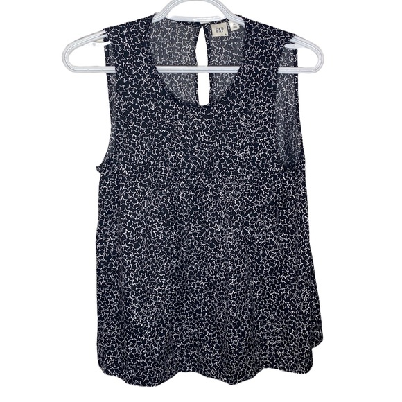 Gap black star printed sleeveless drapey top size XS - Picture 1 of 10